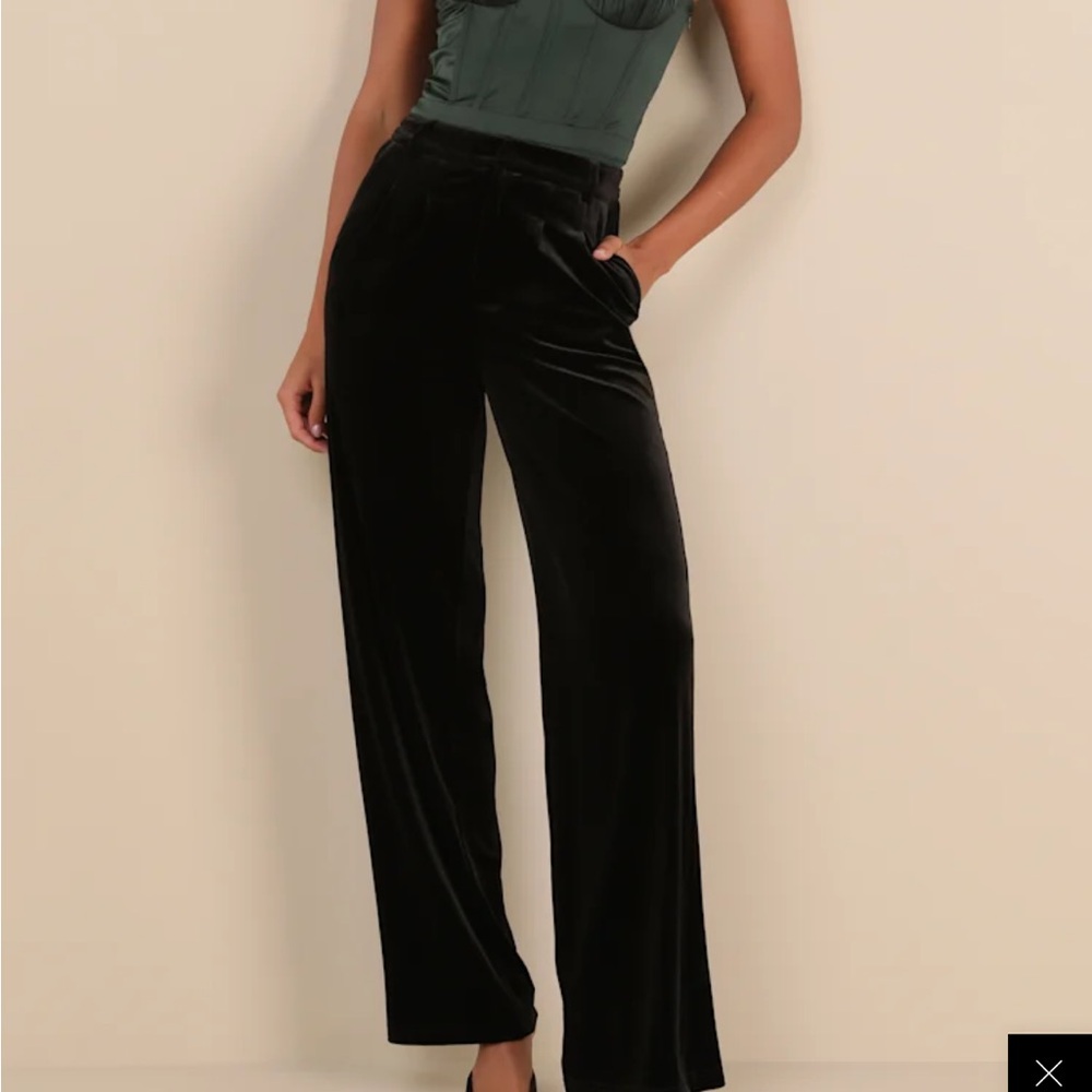 Elegant Black Velvet Women's Pants